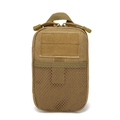Tactical nylon EDC waist pouch in khaki sand color featuring mesh pocket and velcro patch - Tan