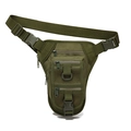 Tactical camouflage drop leg bag with MOLLE system and adjustable straps for hiking - Army Green
