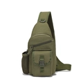 Taktische armeegrüne Brusttasche zum Wandern mit mehreren Fächern und D-Ringen im Freien - Armeegrün