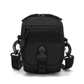 Tactical MOLLE black water bottle pouch and outdoor utility waist bag with adjustable strap - Black