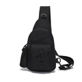 Wasserdichte schwarze Nylon-Brusttasche mit mehreren Fächern und Netztasche zum Wandern - Schwarz