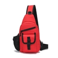 Multipurpose red outdoor hiking chest bag with mesh water bottle holder and nylon fabric - Red