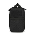 Tactical nylon waist bag in black finish with mesh pocket and velcro panel - Black