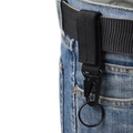Tactical MOLLE key ring with black nylon velcro belt loop and metal HK style spring hook - One Size / Black