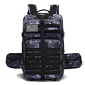 Dettaglio dello zaino tattico 3D con sistema MOLLE e patch bandiera americana - Taglia unica / Mimetico Navy (Con Patch USA)