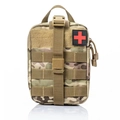 Detail of CP camo tactical medical pouch with red cross patch and MOLLE webbing system - 6L / MultiCam