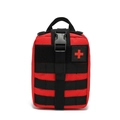 Dettaglio della borsa medica tattica rossa con sistema MOLLE e tessuto in nylon resistente - 6L / Rosso