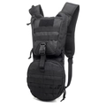 Zaino idrico tattico in nylon nero con sistema MOLLE e spallacci regolabili resistenti - Con Sacca Idrica Grande / Nero