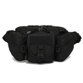 Waterproof tactical black waist bag made of durable nylon for outdoor sports and hiking - Black