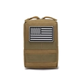 Tactical MOLLE accessory pouch in khaki nylon with US flag patch for outdoor gear - Tan