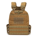 Tactical vest in coyote brown with laser-cut MOLLE system and adjustable shoulder straps - One Size / Tan