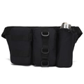 Sacoche de taille tactique noire avec plusieurs poches et un porte-bouteille cylindrique - Noir