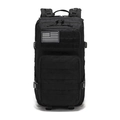 Zaino tattico impermeabile con sistema MOLLE e toppa con bandiera in nylon nero - 35L / Nero (Senza Patch)