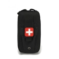 Tactical first aid kit in black nylon with red cross emblem and modular webbing - One Size / Black