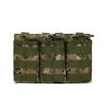 Tactical triple magazine pouch in digital forest camo with MOLLE straps and elastic drawstrings - Triple Pouch-Jungle Digital Camo