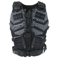 Gilet tattico nero con moduli protettivi rigidi e cinghie regolabili per attrezzatura outdoor - Taglia unica / Nero