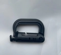 Close-up of black lightweight tactical D-ring carabiner made of durable plastic - Black
