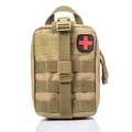 Tactical medical IFAK pouch in khaki nylon with MOLLE system and red cross patch - One Size / Tan
