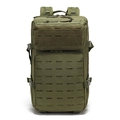Vista frontale dello zaino tattico verde militare con sistema MOLLE a taglio laser su fondo bianco - Grande Capacità / Verde Militare