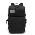 Mochila táctica negra con sistema MOLLE y parche de bandera estadounidense monocromo - 49*30*15CM / Negro
