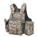 Detail view of digital camo tactical vest with Molle system pouches and breathable mesh - ACU Camouflage
