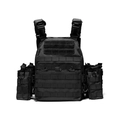 Tactical MOLLE vest with quick release system in durable black nylon fabric - Black