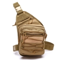 Tactical military style shoulder chest bag in khaki nylon with adjustable straps - Tan