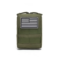 Army green tactical MOLLE pouch with nylon fabric and removable flag patch - Army Green