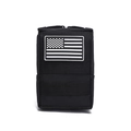 Tactical black molle pouch for outdoor use with American flag patch detail - Black
