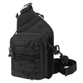 Zaino tattico monospalla nero in nylon resistente con diversi scomparti con zip - Nero