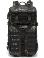 Zaino tattico da esterno mimetico scuro con sistema MOLLE per escursionismo e camping - Camuffamento CP Nero