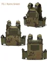 Detailed close-up of FG Ruins Green 1000D tactical vest showing laser cut MOLLE system - Laser Cut Quick Release Style (TV002 Vest) / FG Camouflage