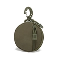 Tactical round coin pouch in army green water-resistant nylon with swivel hook - Army Green