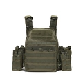 Tactical MOLLE plate carrier vest in army green color with adjustable quick release straps - Army Green