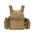 Tactical quick-release vest in khaki nylon with full MOLLE system and magazine pouches - Tan