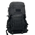 Detailansicht eines schwarzen taktischen Rucksacks mit MOLLE-System und Klettflächen - 20-35L / Schwarz