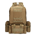 45L tactical outdoor hiking backpack in khaki with modular MOLLE pouches for camping - Tan