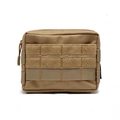 Tactical Molle waist bag in khaki nylon with front velcro panel and attachment straps - Tan