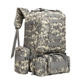 Tactical 45L hiking backpack set in grey digital camouflage with modular MOLLE pouches - ACU Digital Camouflage