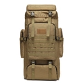 Zaino tattico da trekking 75L color kaki con sistema MOLLE e scomparti multipli per l'escursionismo - 56-75L / Sabbia