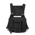 Borsa tattica da petto in nylon nero con cinghie regolabili e tasche multiuso - Nero