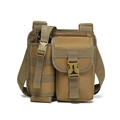 Tactical khaki waterproof Oxford cloth shoulder bag with MOLL system and buckle closure - Tan