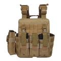 Gilet tattico 6094 kaki con sistema MOLLE e portacaricatori su sfondo bianco - Taglia unica / Sabbia