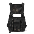 Tactical chest bag with dark camouflage pattern, utility pockets and quick-release buckles - Black CP Camouflage