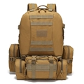 Zaino tattico modulare color marrone lupo con sistema MOLLE e tasche esterne staccabili - Sabbia