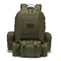Zaino tattico verde militare con sistema MOLLE e varie tasche esterne rimovibili - Verde Militare