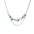 Silberne Punk-Halskette aus Titanstahl mit grünen Crackle-Perlen für Unisex-Mode-Trends - Grüne Crackle-Glasperlen Gespleißte Zweilagige Halskette (XYN0140)