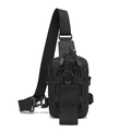 Taktische schwarze Brusttasche aus Nylon mit MOLLE-System und Schultergurt - Schwarz