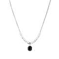 Collier en acier titane avec chaîne à maillons carrés et pierre noire octogonale - Style Pendentif Octogonal en Pierre Noire (XYN0142)