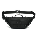 Black tactical waist bag made of durable nylon with MOLLE system and adjustable belt - Black